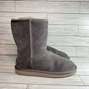 Koolaburra UGG Women's Sz 8 Koola Short Rabbit Gray Boots 1017090 Suede Faux fur